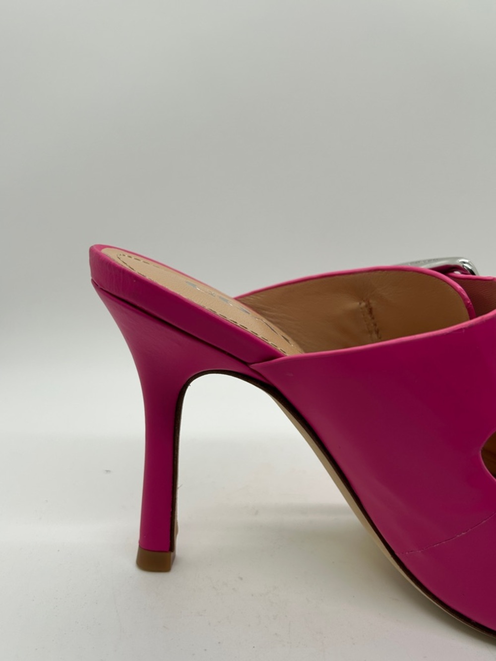 COACH Bright Pink Leather Double-Buckle Slide Stiletto Heels Shoes *Size 6.5* 🌸🌸 - Picture 7 of 9